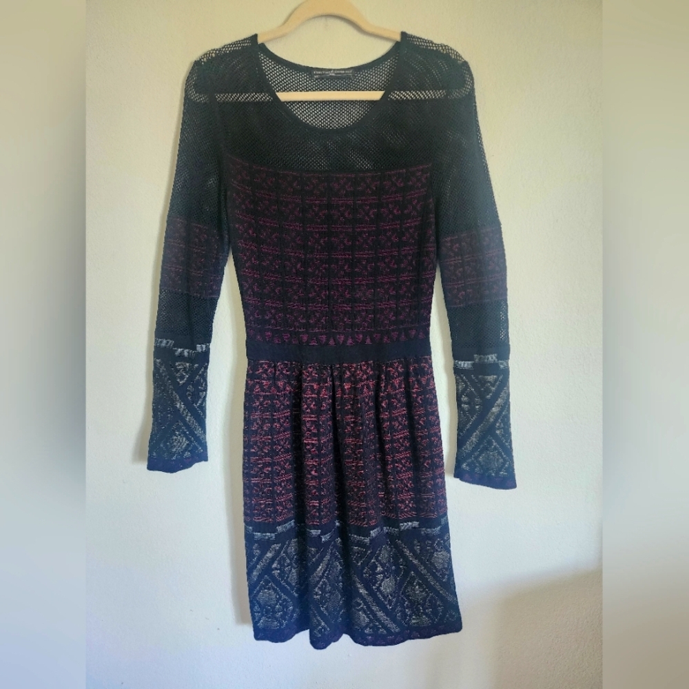Peruvian Connection "Imani" Pima Cotton Mesh Insert Dress Size Small